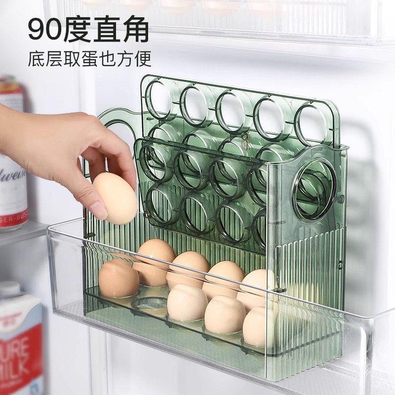 Huevera Organizadora para Puerta de Refrigerador de Plástico PET con Volteo Automático para Cocina