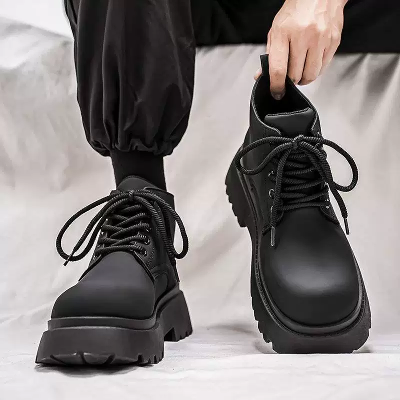 Черные туфли- derby на толстой подошве, увеличивающие рост, чистые ботинки, мужские повседневные кожаные туфли в британском стиле с большим носком