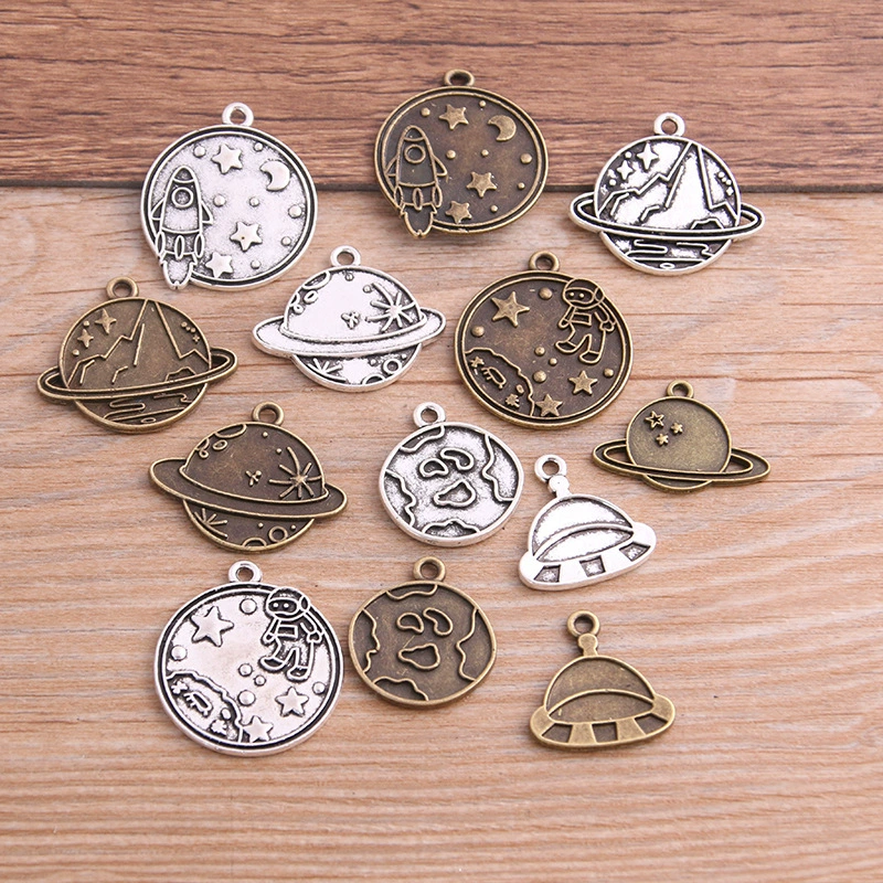 Metal accessory with accessories, pendant, space astronaut, 2 colors, handmade