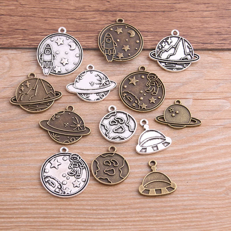 Metal accessory with accessories, pendant, space astronaut, 2 colors, handmade