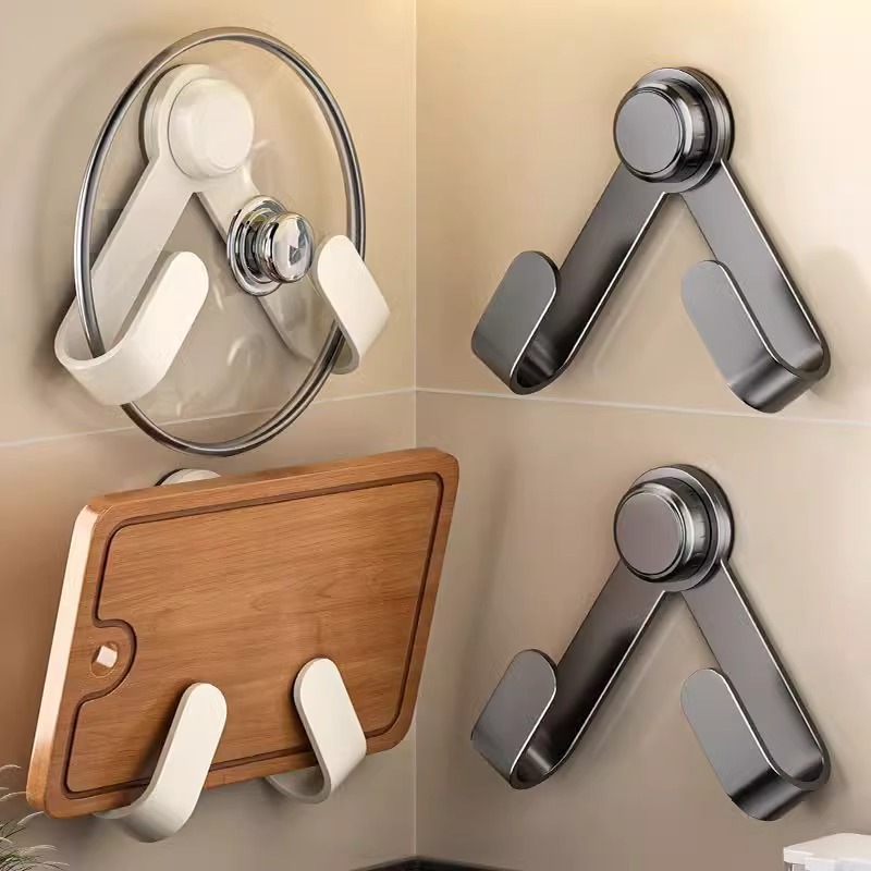 Suction Cup Pot Lid Holder, Wall-Mounted, No-Drill, Multifunctional Kitchen Storage Rack, Cutting Board Organizer, Chopping Board Holder, Practical and Useful