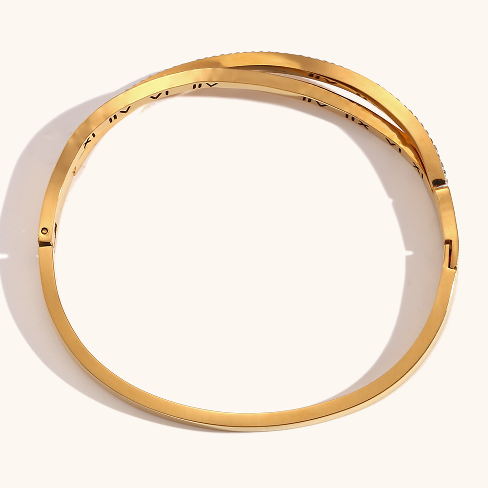 Acier Inoxydable Plaqué Or 18K Élégant Style Simple Chiffre Romain Bracelet display picture 5