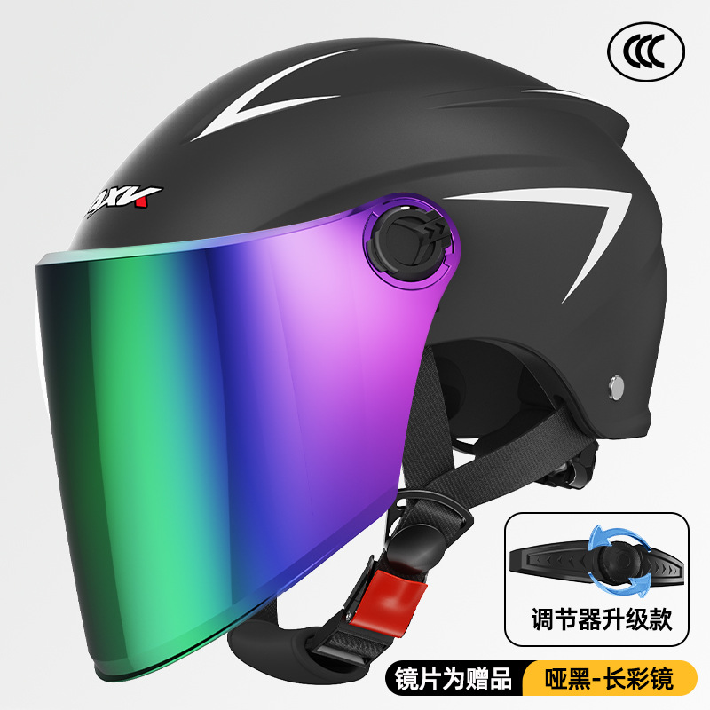 3C certificado casco de coche eléctrico verano de los hombres protección solar medio casco mujer cuatro estaciones batería motocicleta invierno cálido casco