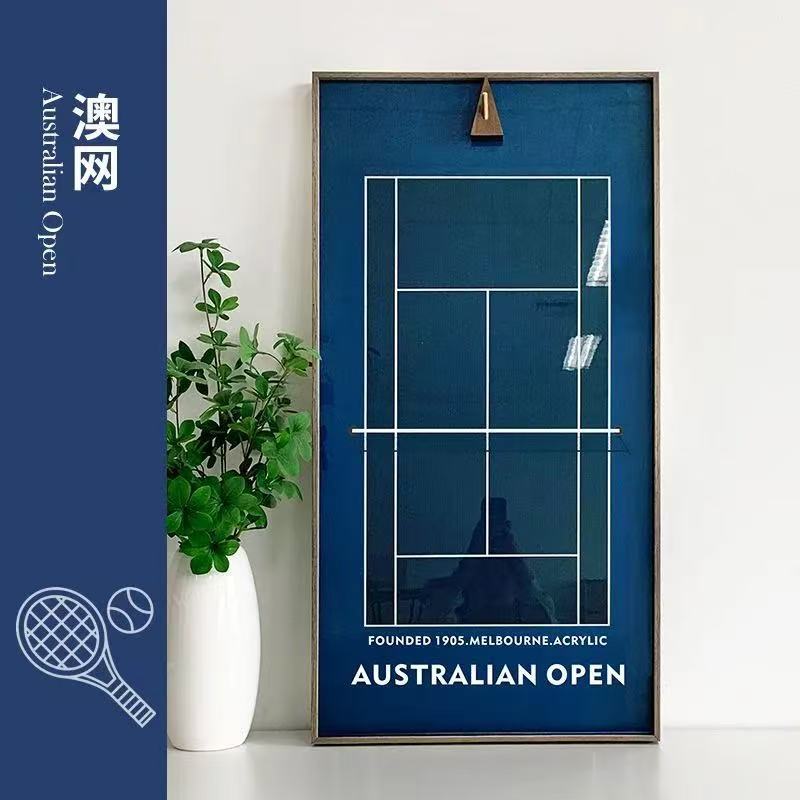 Tennis Masters Tournament Picture Frame Us Open French Open Australian Open Wimbledon Open Decorative Painting Tennis Racket Wall Display Frame