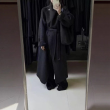 【盐风棱语】宽松复古翻领双面羊毛大衣外套女文艺复古风中长款