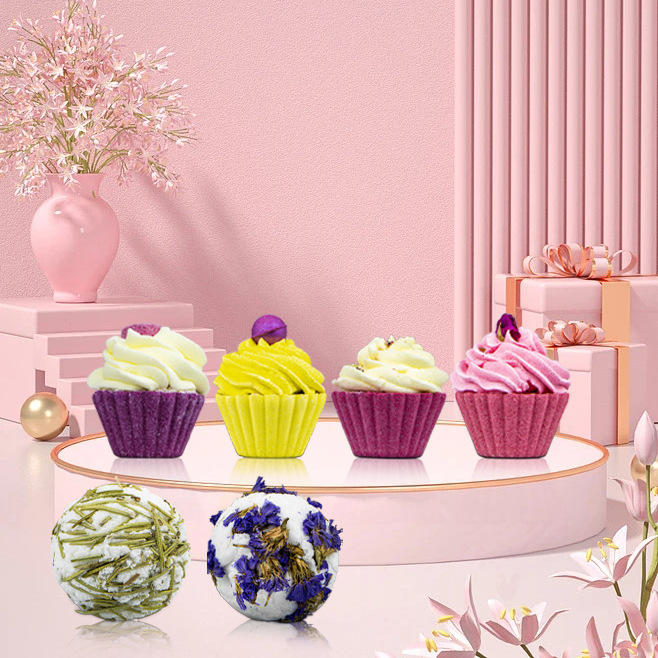Cross-border bath salt ball suit dried flower butter bath salt ball explosion salt cake bubble essential oil bath ball gift box free gift