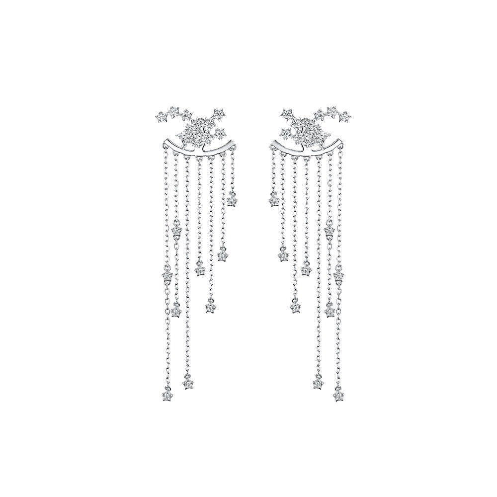 1 Pair Elegant Sweet Star Tassel Plating Sterling Silver Drop Earrings display picture 2