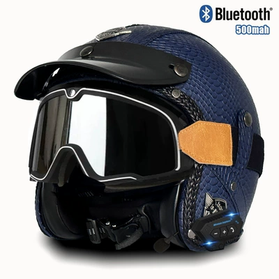Motosiklet kaskı (dəbilqə), helmet - v-blue-fish-pattern-large-frame-goggles-bluetooth-s
