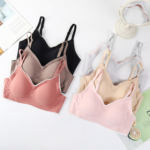 One-piece ice silk seamless no steel ring push-up large size sling beautiful back adjustable sports bra women's bra wholesale