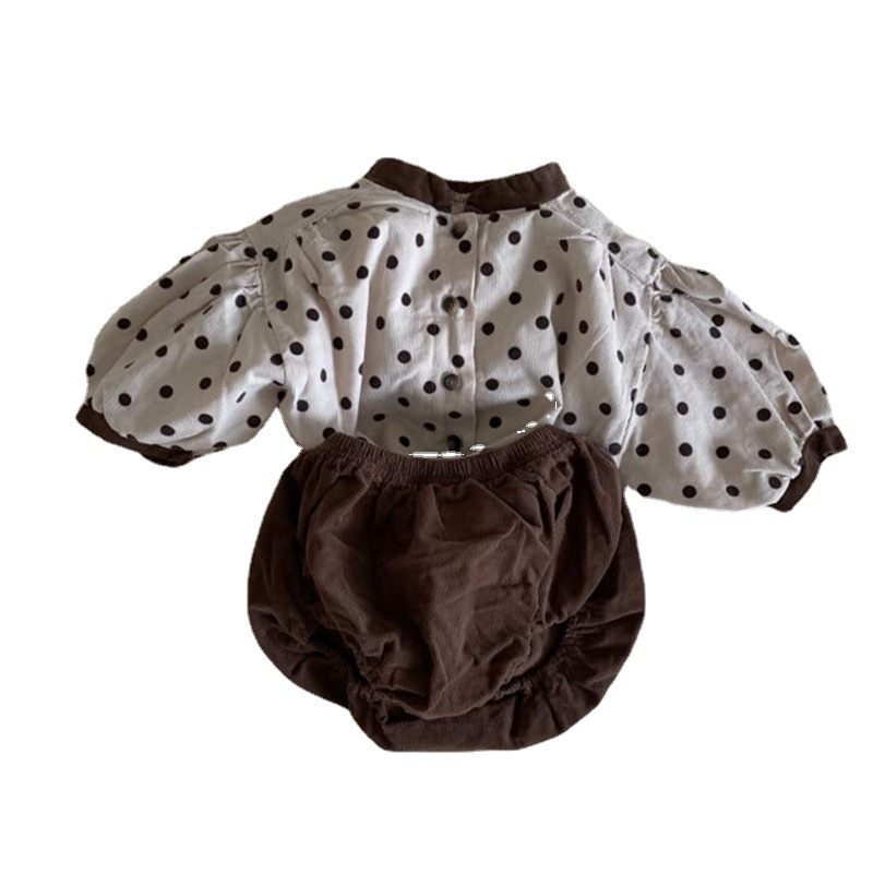 Camisa de muñeca de lunares de Bebé Ropa de Primavera de Bebé Ropa de estilo coreano para niños bebé primavera y otoño camisa de color de contraste de manga larga ropa para niños