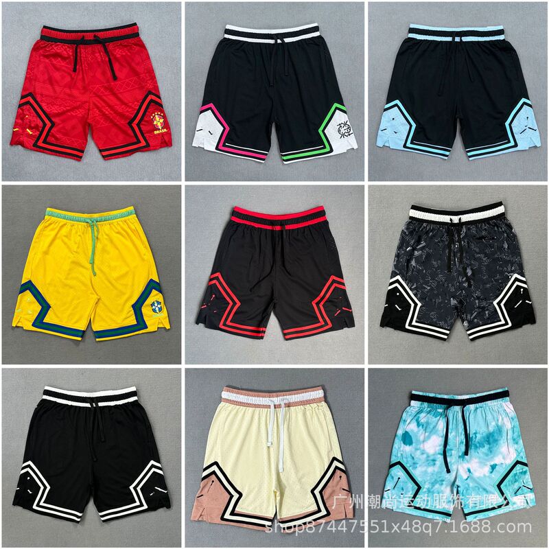 American-style diamond mesh basketball shorts for men, summer quick-dry breathable quarter-length pants, loose sports training shorts, wholesale