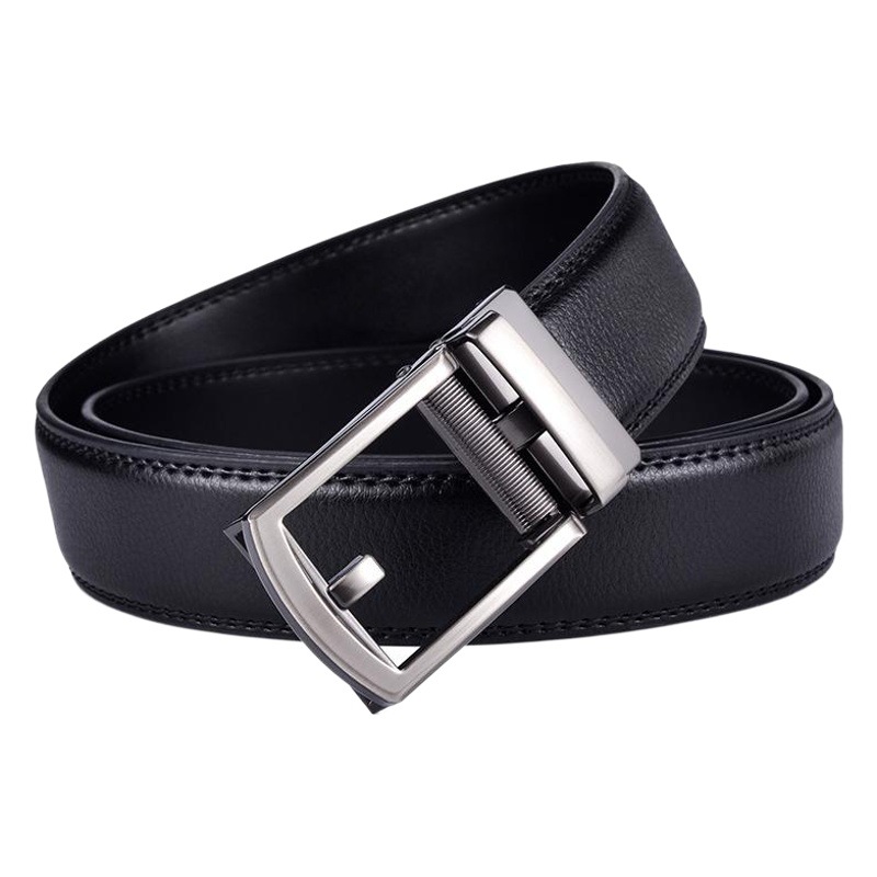 Transfronterizo Amazon entrega de una pieza cinturón de cuero de los hombres hebilla automática de dos capas de piel de vaca negocio invisible fábrica al por mayor