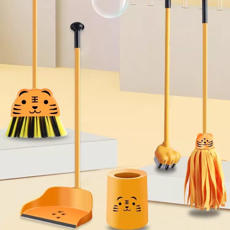 Household cartoon Little Tiger dustpan broom combination kindergarten baby learning sweeping floor play house children broom