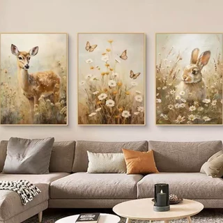 三联帆布画客厅卧室床头画芯高清喷绘油画布中国风装饰画挂画批发