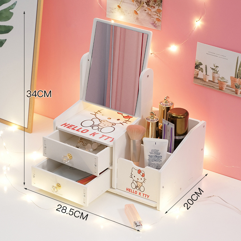 Espejo de maquillaje espejo portátil de niña red red escritorio espejo de vestir dormitorio de estudiantes梳妆台 simple espejo con caja de almacenamiento