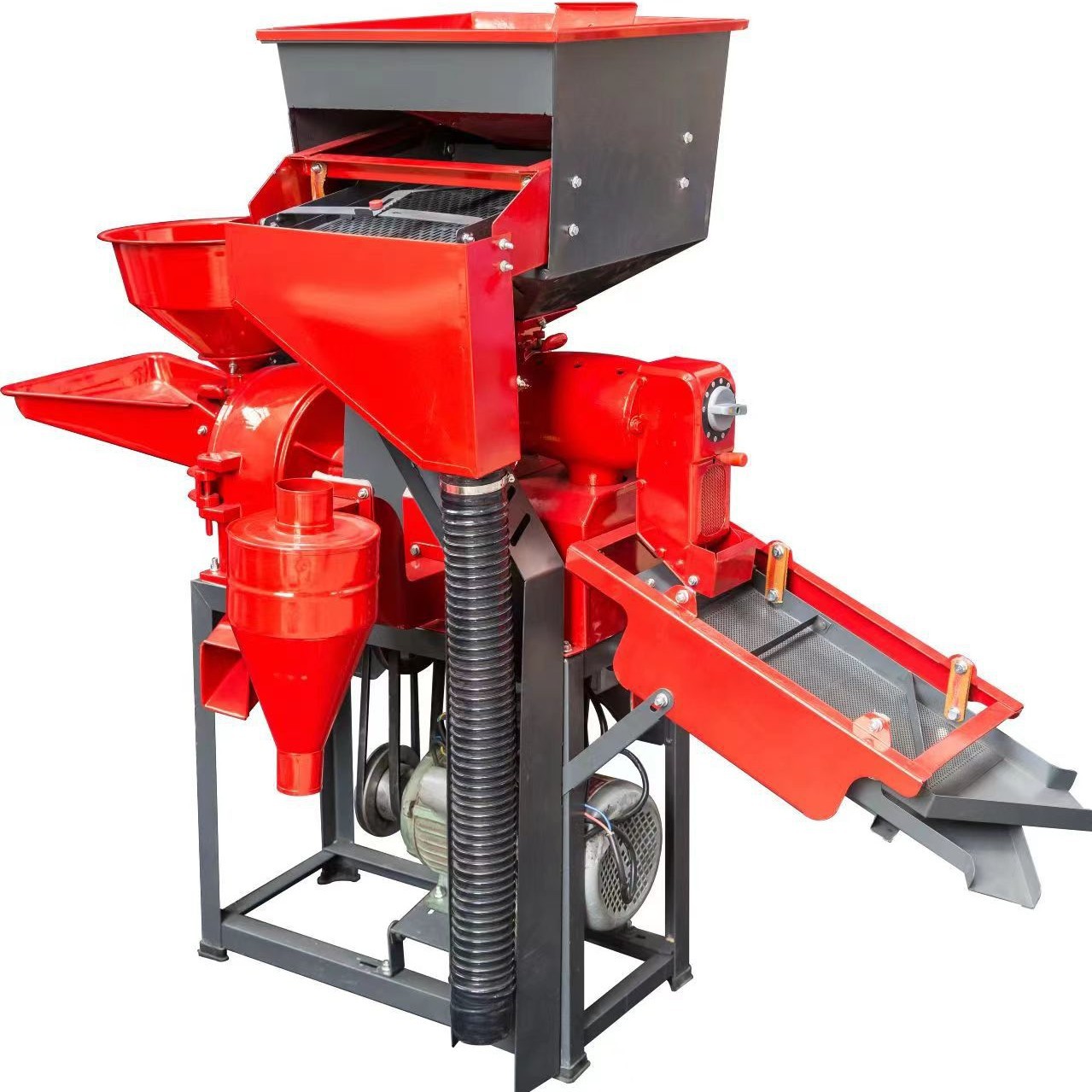 Molino de arroz multifuncional de paja fina comercial con trituradora con máquina de elevación de vibración de eliminación de piedras Molino de arroz fino