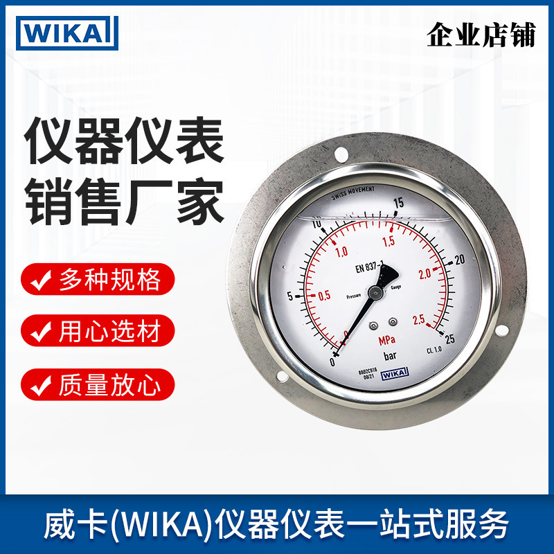 wika威卡压力表213.53.100 轴向带边EN837-1 工业用wika压力表