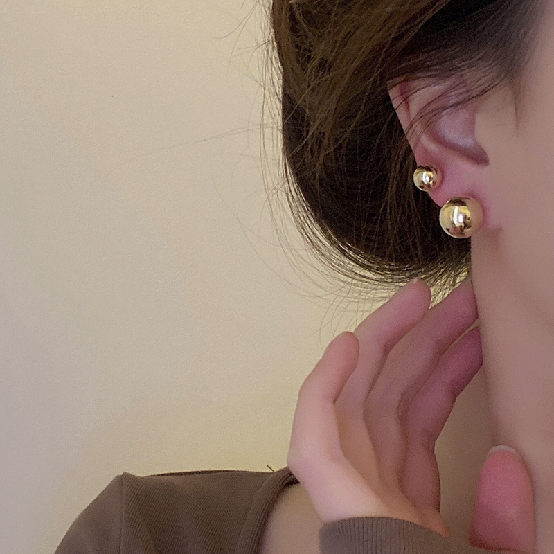 Simple Style Round Copper Plating Ear Studs 1 Pair