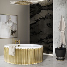 浴缸轻奢意式小户型不锈钢别墅大高级设计师简约圆形感浴盆卫生间