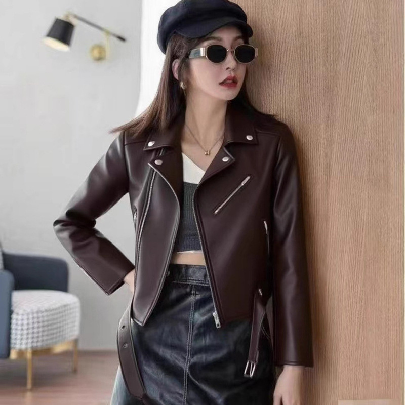 2026 Spring and Autumn New Yellow Women's Leather Jacket Plus Size Women's Outerwear Regular Style Women's Leather Jacket Motorcycle Wholesale 2026 Spring and Autumn New Yellow Women's Leather Jacket Plus Size Women's Outerwear Regular Style Women's Leather Jacket Motorcycle Wholesale