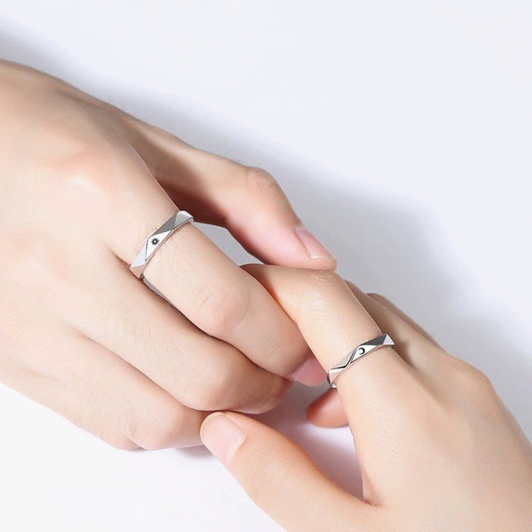 Fashionable universal sophisticated ring for beloved for men and women, silver 925 sample, Korean style