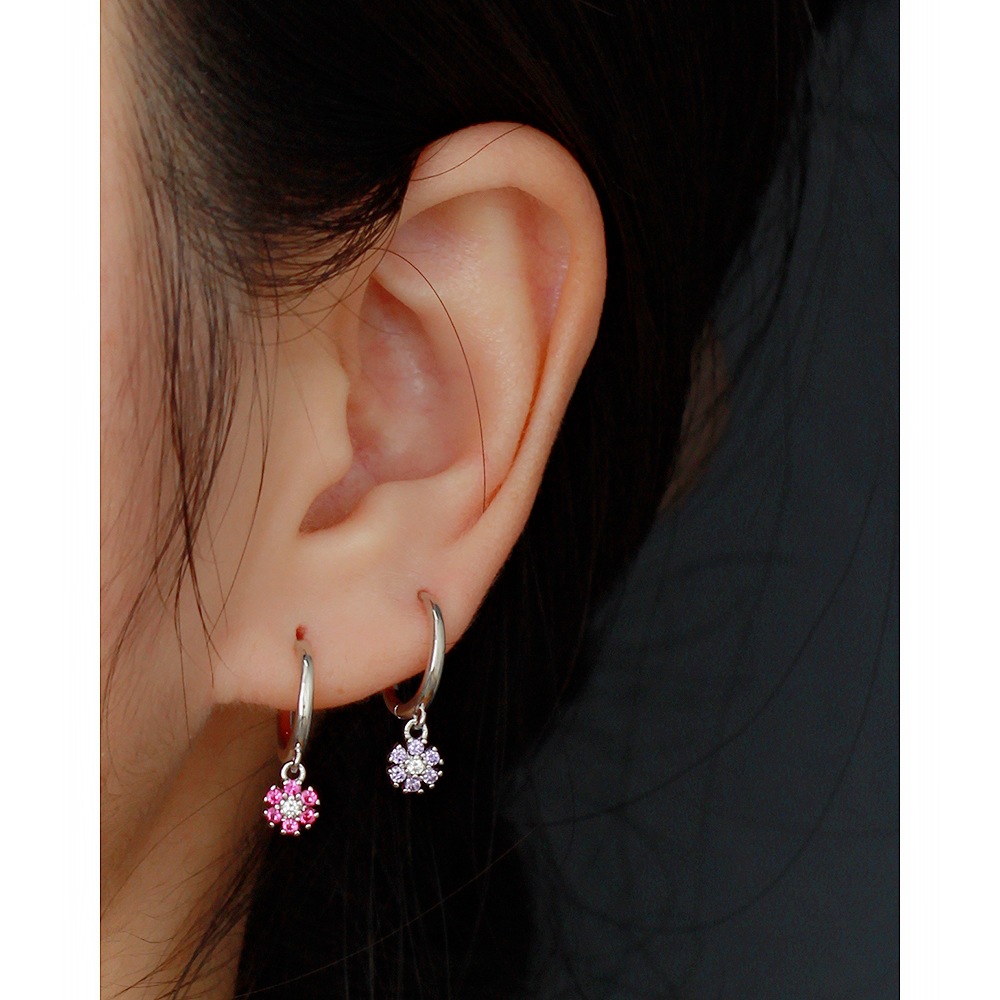 4g Weight 0.03µm Gold Plating Thickness Electroplating Gold Plating Process Fashion Flower Sterling Silver Inlay Turquoise Zircon Drop Earrings 1 Pair