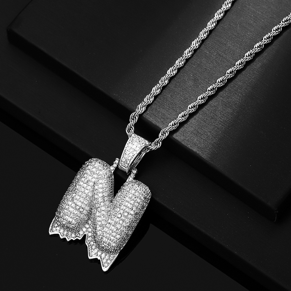 Cross-border hip hop burbuja colgante 26 letras nombre personalizado nicho accesorios de personalidad de zircon para hombres