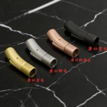 不锈钢按扣一字扣弯扣周家手链扣子红绳钢扣圆皮绳扣diy饰品配件