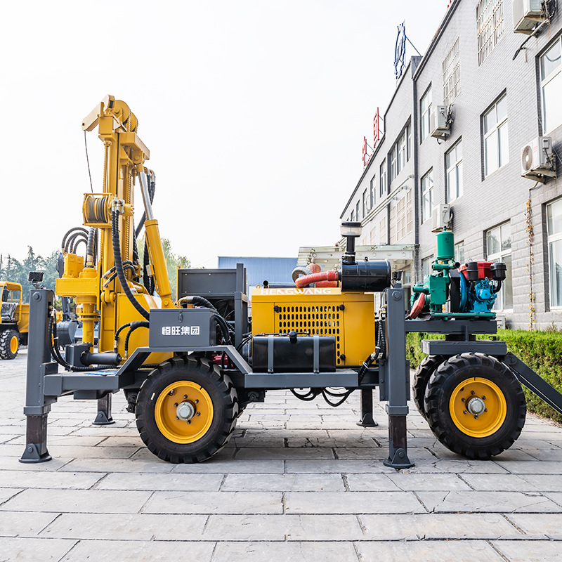 Máquina de perforación de prospección de pozos de agua neumática con ruedas, fácil de mover, perforadora diesel, perforadora de núcleos de exploración geológica