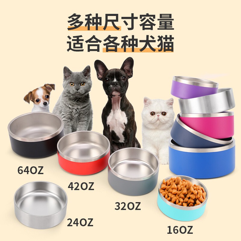 二層ステンレス鋼の犬用ボウル、滑り止めと転倒防止、大容量のペットボウル、猫用ボウル、飲料水ボウル、犬用ライスボウル|undefined