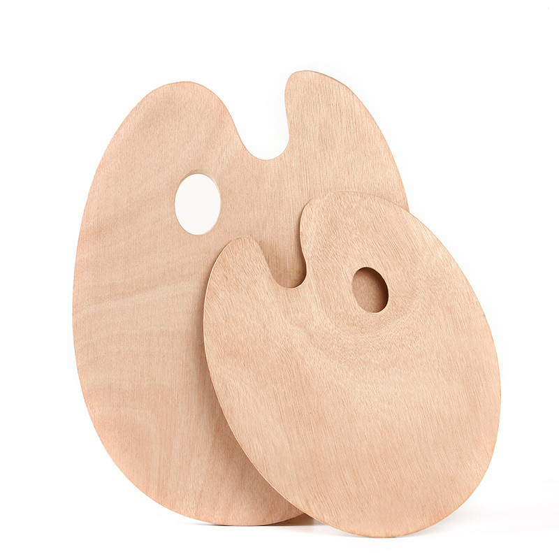 Wooden Palette Oval Palette Special Gouache Color Seal Oil Color Palette for Fine Arts Students