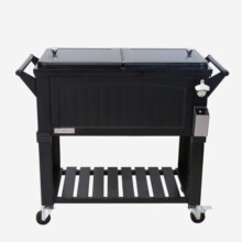 厂家供应黑色推车款保温箱 食品酒水冷藏保温箱 80QT COOLER