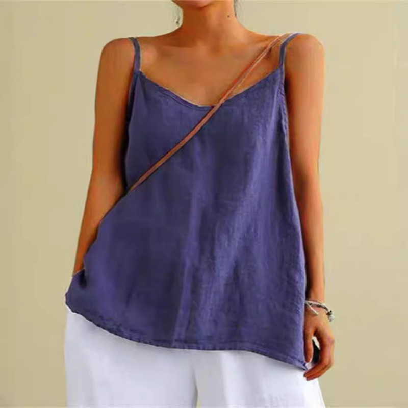Cotton and Linen Camisole Women's Summer New Loose Cotton and Linen Sleeveless All-match Base Top