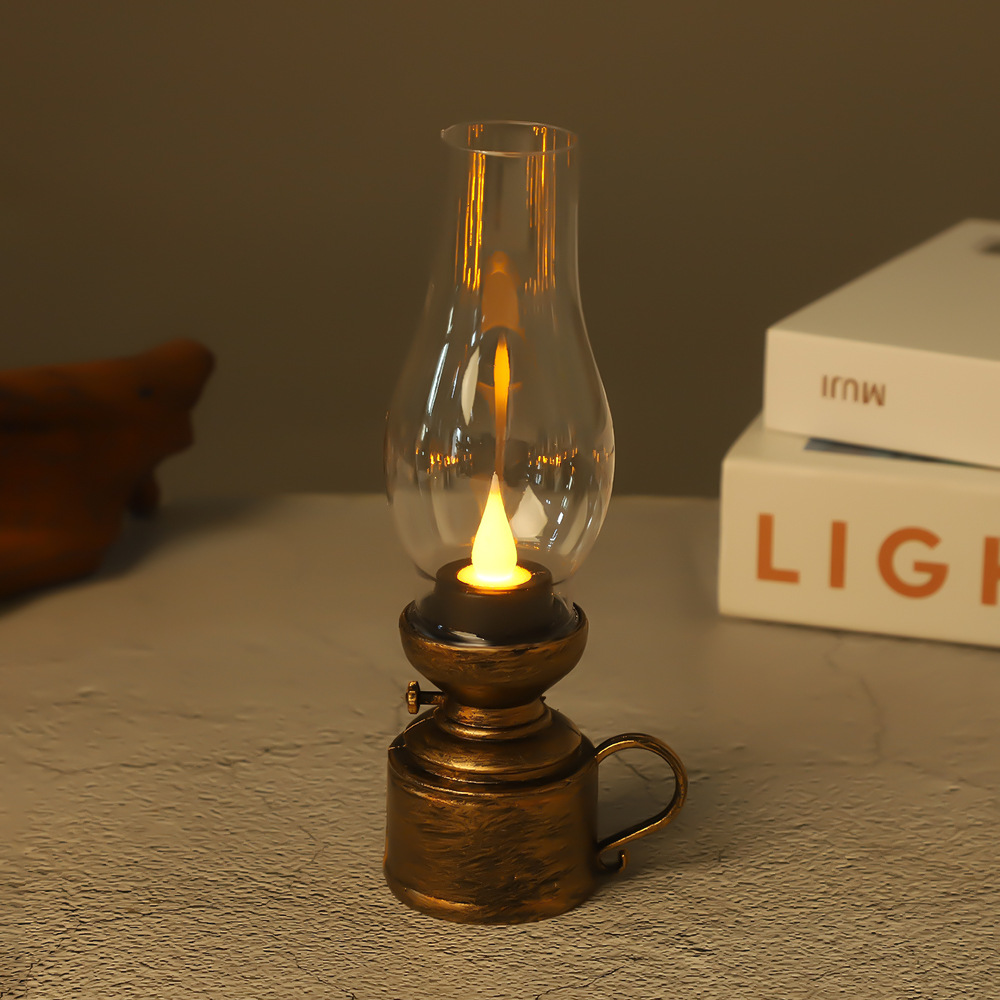 대형 10X25cm 물방울 심지 등유 램프 [청동]