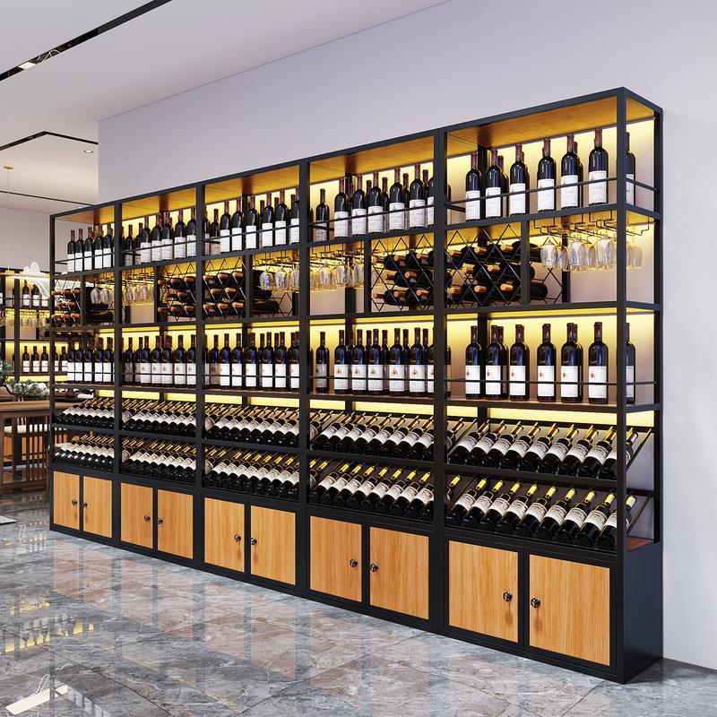 Commercial simple iron wine rack wall shelf wine shop wine cabinet home wine cellar living room floor display stand