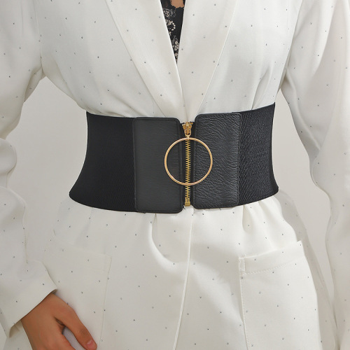 Wide waistband for women, elastic fashionable elastic waistband, trendy European and American simple and versatile decorative skirt, shirt, extra wide belt