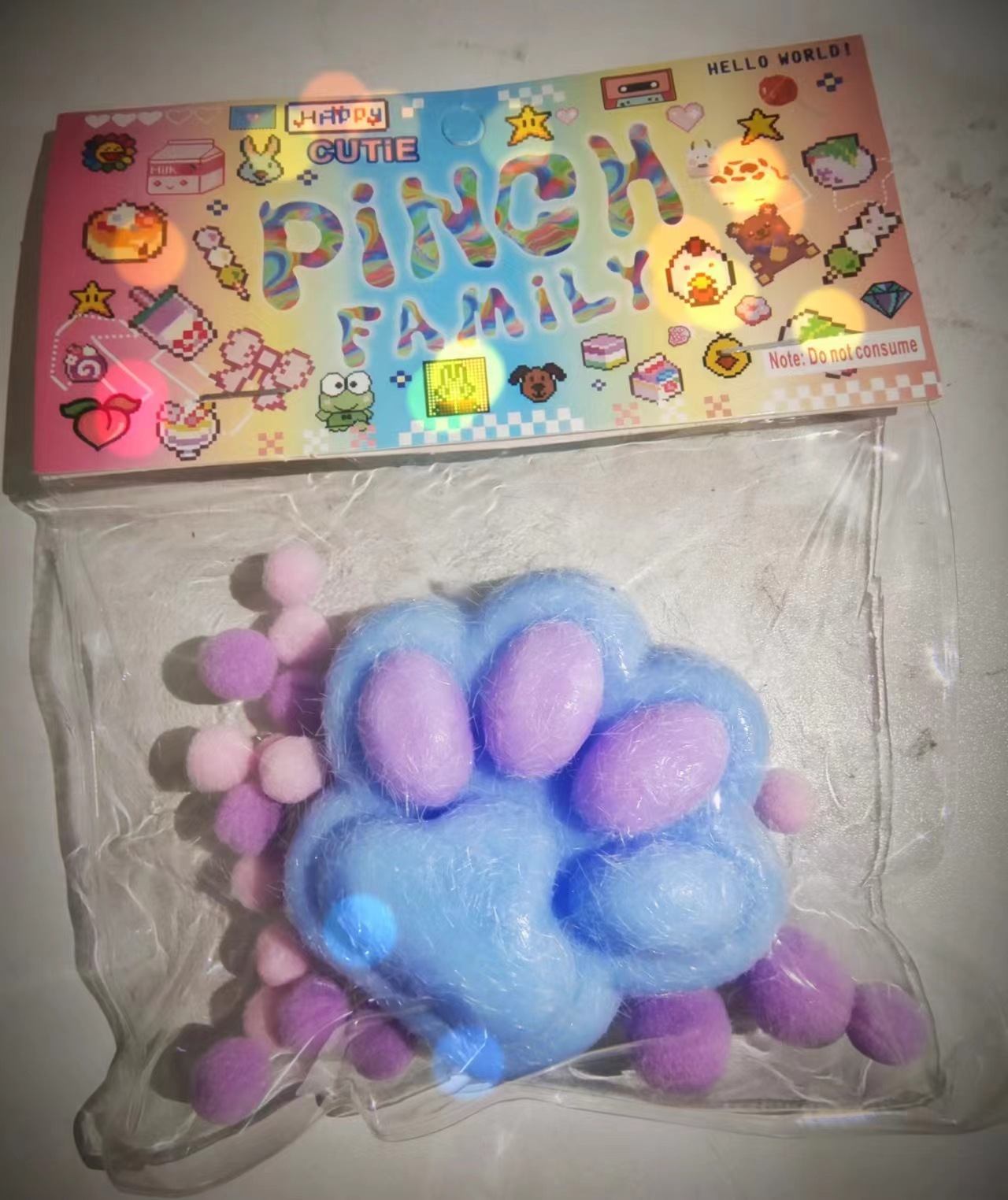 Mini pastel cristal garra de gato pellizco pellizco caja ciega bolsa de niños suave descompresión juguetes puestos de rebote lento