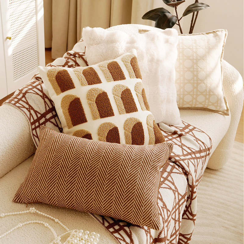 Crema de estilo retro de alta calidad sofá sala de estar almohada cubierta de almohada dormitorio ventana flotante cama almohada cubierta de almohada cojín núcleo