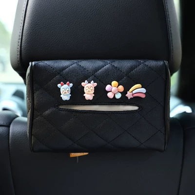 Car tissue box/set, paper bag car hanging sun - black-blue-deer-pink-deer-petals