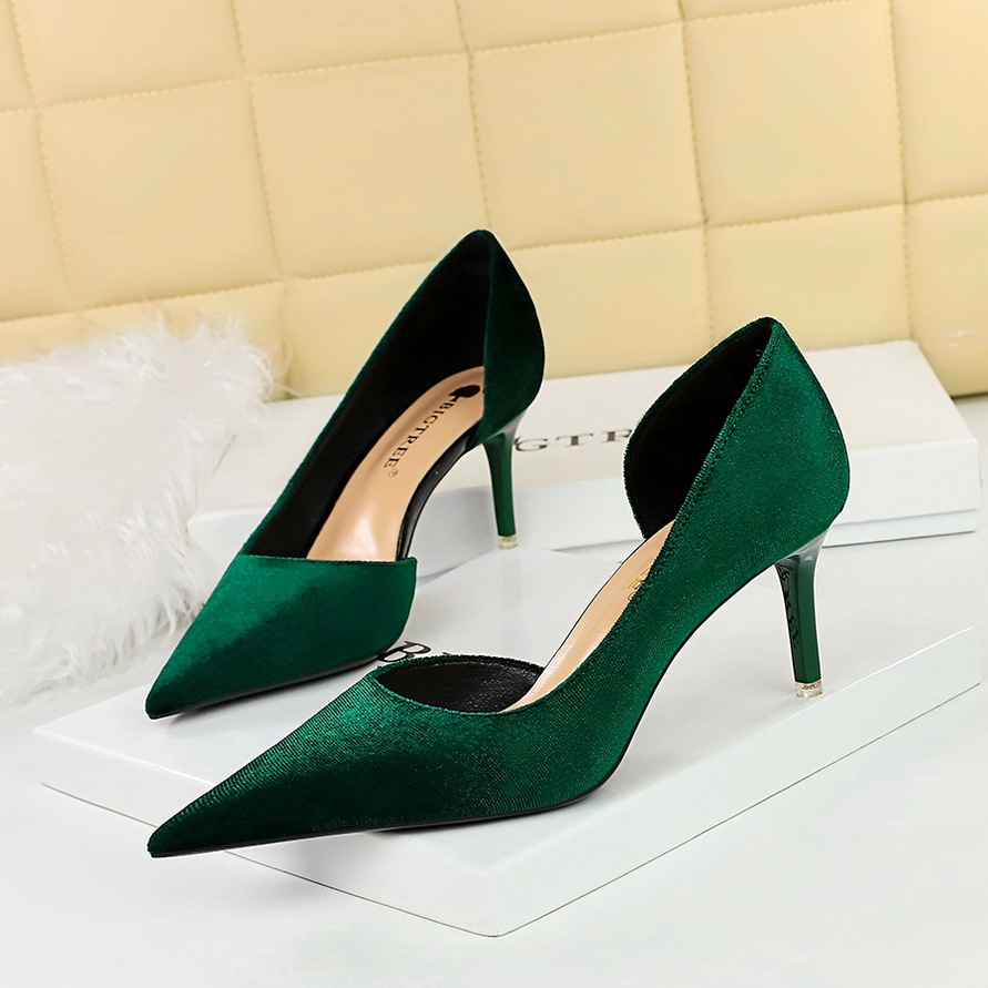 1363-A6 European And American Fashion Simple Banquet Women's Shoes, Stiletto High Heel, Shallow Pointed Toe, Side_vogvips.com