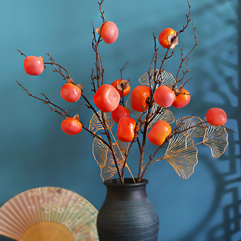 水果柿子苹果石榴户外婚庆家居装饰摆件花瓶道具绿植批发高仿真
