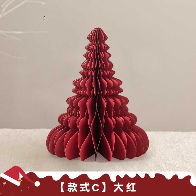 クロスボーダークリスマスツリー立体装飾品折りたたみハニカムボール折り紙クリスマス装飾ペンダントウィンドウデスクトップテーブル|undefined