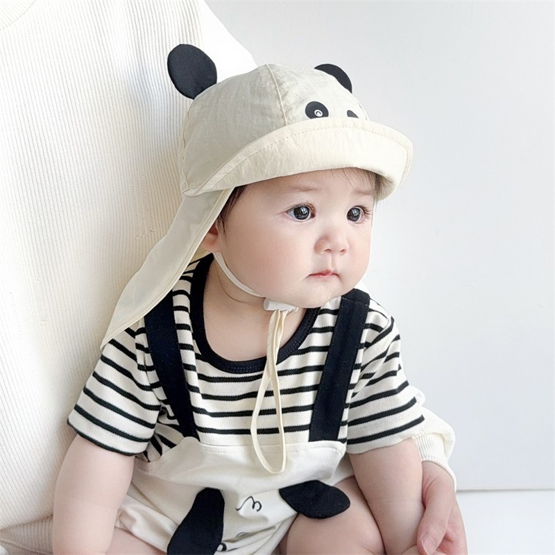 Sombrero de bebé, sombrero de verano, sombrero de verano, sombrero de pescador para bebé, sombrero para el sol para niñas, sombrero de chal al aire libre para panda para niños, delgado