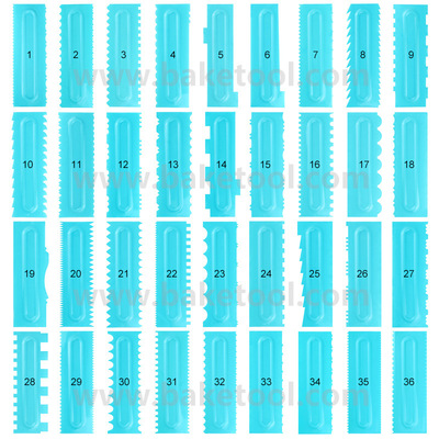 36款奶油刮板梳子塑料刮板刮刀翻糖蛋糕花纹造型装饰工具烘焙模具|ru
