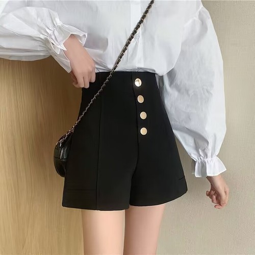 Women's High-Waisted Shorts Pure Desire Style Versatile Summer Heat Pants Korean Version Advanced Fashion Outerwear Wide Leg A-Line Shorts
