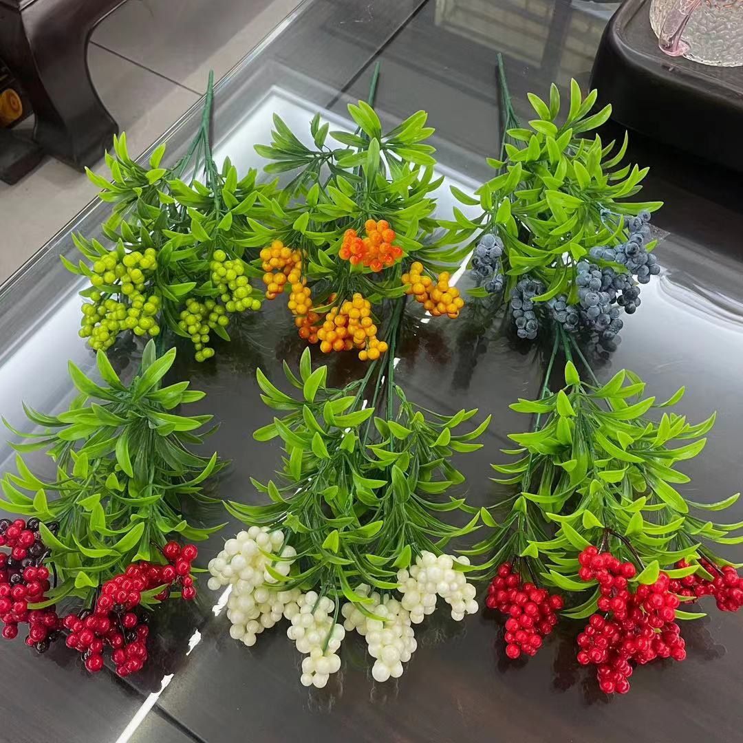 假花装饰塑料花小桑果发财果富贵果插花摆件客厅卧室摆设仿真果