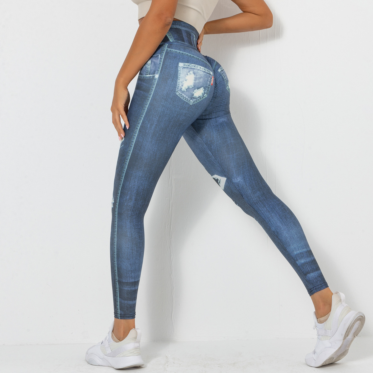 Casual Sport Style Printing Spandex Polyester Active Bottoms Leggings display Modeuse 48