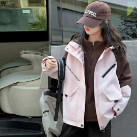 女童秋季外套2025新款儿童洋气拼色三合一冲锋衣女孩时尚夹克秋装