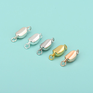 S925 sterling silver ingot buckle pea buckle handmade diy pearl bracelet necklace connecting buckle jewelry accessories
