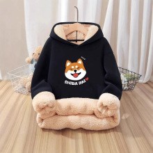 冬季超厚羊羔绒男士连帽卫衣青少年百搭帅气保暖外套休闲打底衫12